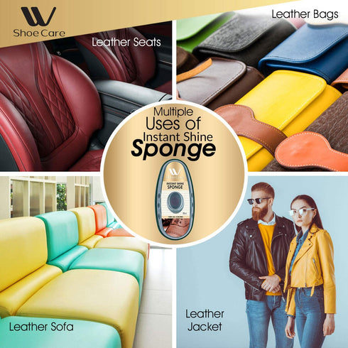 2 Pcs Premium Instant Shoe Shine Sponge (Brown, Neutral) - 11ml Each, Shoe Cleaner for Polishing, Buffing & Restoring Shine, Convenient & Easy to Use