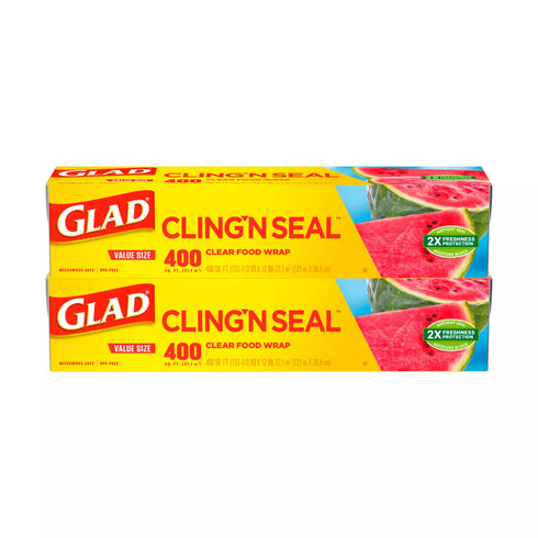Glad Cling 'N Seal Plastic Food Wrap, 2 pk./400 sq. ft.