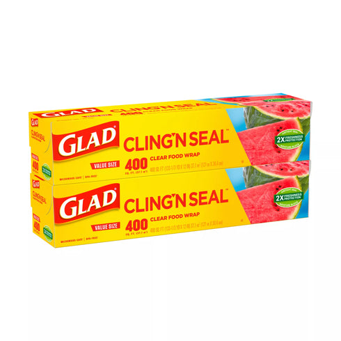 Glad Cling 'N Seal Plastic Food Wrap, 2 pk./400 sq. ft.