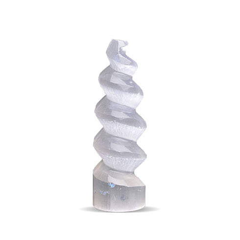 Selenite Crystal Spiral Tower 15 cm | HIMALAYAN GLOW