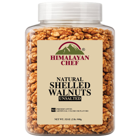 2 lbs. - Himalayan Chef Natural Shelled Walnuts 908g – Raw, Unroasted & Unsalted Premium Quality Walnuts, Fresh & Crunchy, Rich in Omega-3, Perfect for Snacking, Baking & Cooking