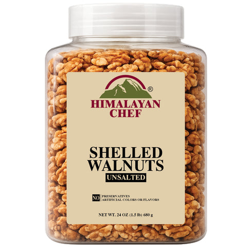 1.5 lb - Himalayan Chef Shelled Walnuts Unsalted – 24 oz. Premium Natural Walnut Kernels, Fresh & Crunchy Snack