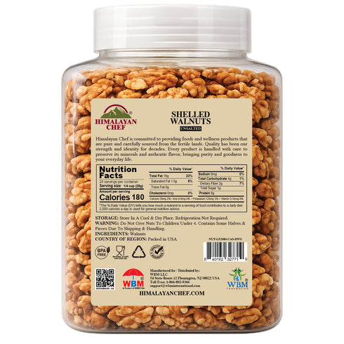 1.5 lb - Himalayan Chef Shelled Walnuts Unsalted – 24 oz. Premium Natural Walnut Kernels, Fresh & Crunchy Snack