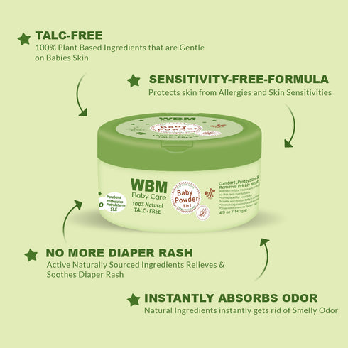 WBM Baby Care Talc Free Baby Powder, Natural & Non-Irritating Skin Care Baby Powder
