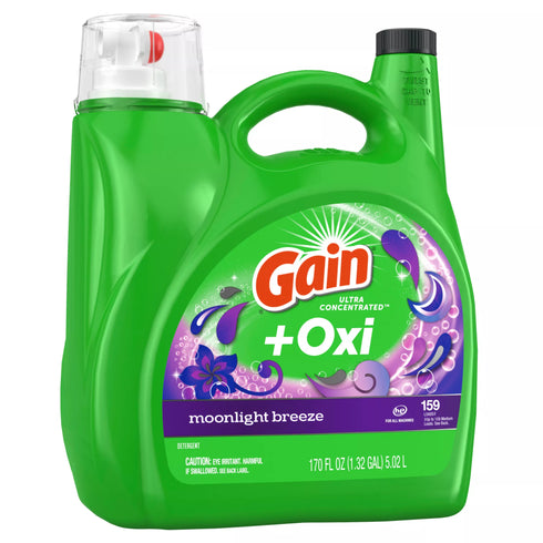 Gain + Oxi Liquid Laundry Detergent - Moonlight Breeze, 159 loads/170 oz.