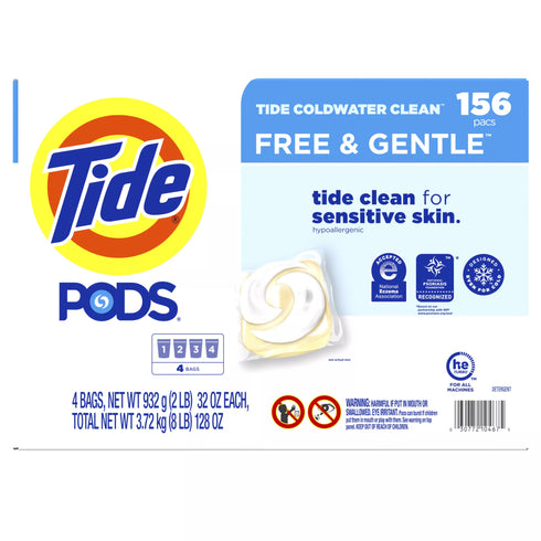Tide PODS Free & Gentle Laundry Detergent Pacs, 156 ct.