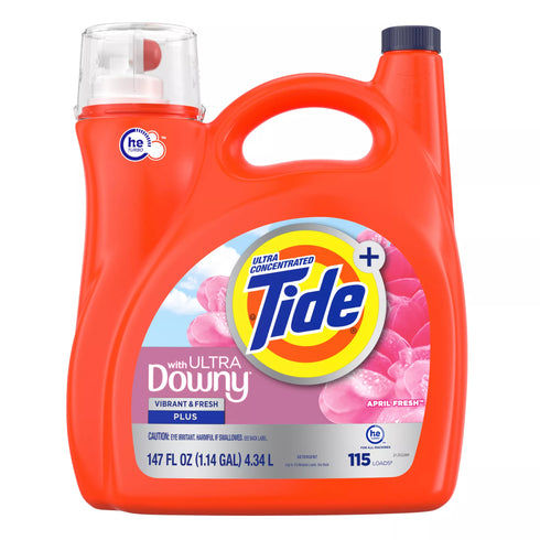Tide + Ultra Downy Liquid Laundry Detergent - April Fresh, 115 loads/147 oz.