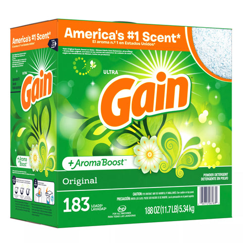 Gain + AromaBoost Powder Laundry Detergent - Original Scent, 183 loads/188 oz.