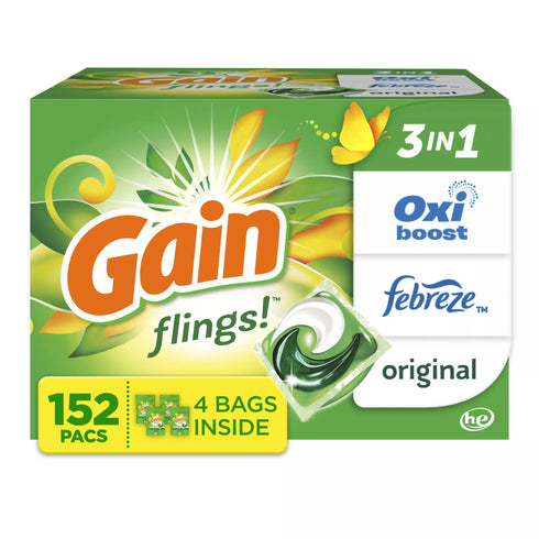 Gain Flings 4 in 1 Laundry Detergent Pacs - Original Scent, 152 ct.