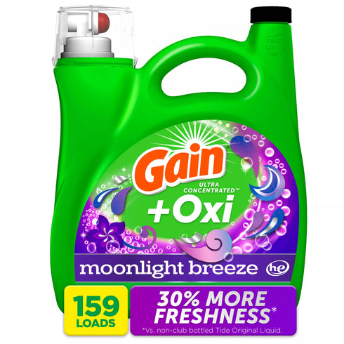 Gain + Oxi Liquid Laundry Detergent - Moonlight Breeze, 159 loads/170 oz.