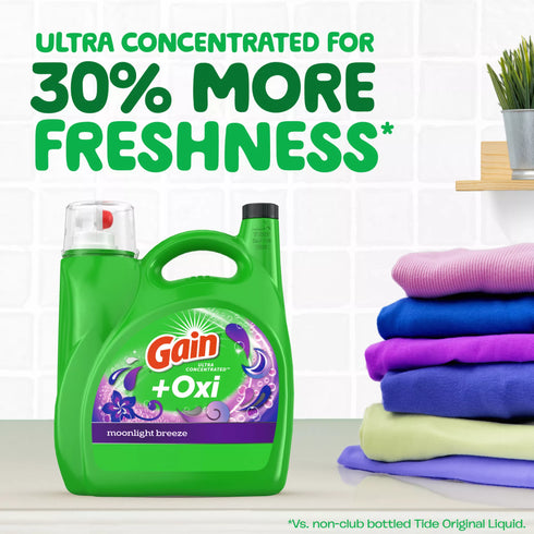 Gain + Oxi Liquid Laundry Detergent - Moonlight Breeze, 159 loads/170 oz.