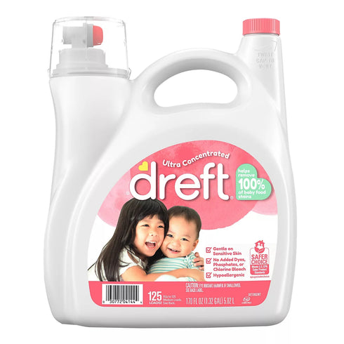Dreft Ultra Concentrated Liquid Laundry Detergent, 125 loads/170 oz.