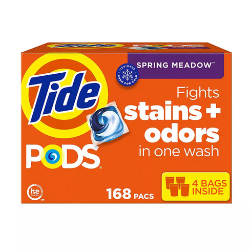 Tide PODS 3 in 1 Clean Laundry Detergent Soap Pacs - Spring Meadow, 168 ct.