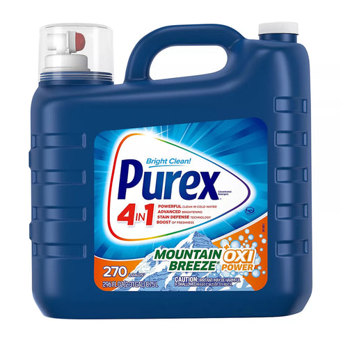 Purex Liquid Laundry Detergent - Mountain Breeze + Oxi Power, 270 loads/296 oz.