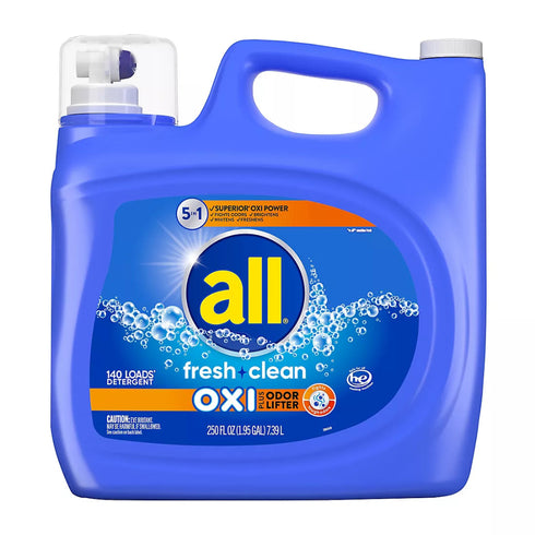 all Fresh Clean Oxi plus Odor Lifter Liquid Laundry Detergent, 250 oz.
