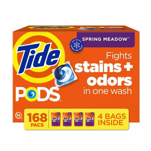 Tide PODS 3 in 1 Clean Laundry Detergent Soap Pacs - Spring Meadow, 168 ct.