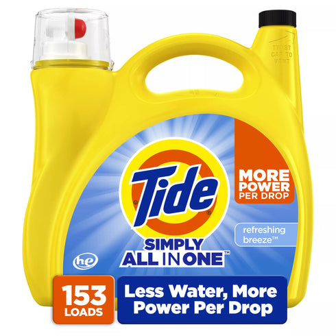 Tide Simply All-In-One Liquid Laundry Detergent - Refreshing Breeze, 153 loads/167 oz.