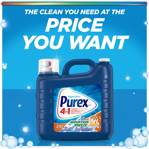 Purex Liquid Laundry Detergent - Mountain Breeze + Oxi Power, 270 loads/296 oz.