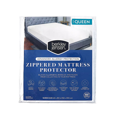 Berkley Jensen Allergy Advanced Zippered Queen-Size Mattress Protector Queen