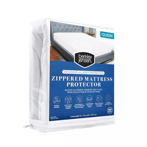 Berkley Jensen Allergy Advanced Zippered Queen-Size Mattress Protector Queen