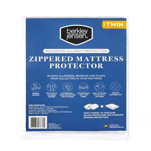 Berkley Jensen Allergy Advanced Zippered Twin-Size Mattress Protector