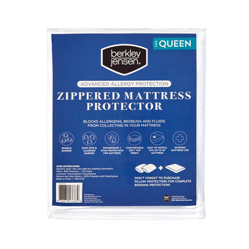 Berkley Jensen Allergy Advanced Zippered Queen-Size Mattress Protector Queen