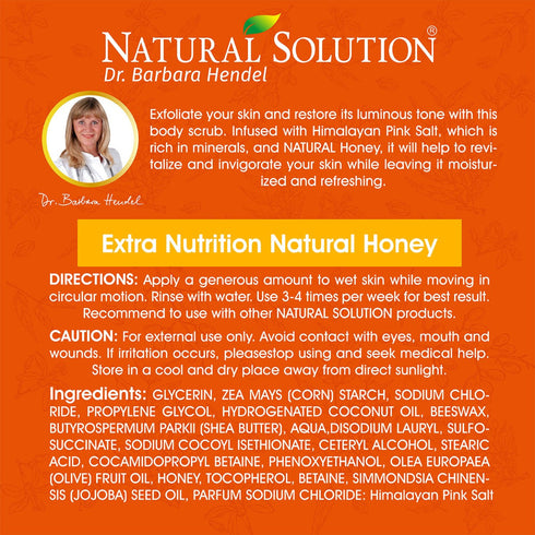 Natural Solution Honey Body Scrub – 12.30 oz | Exfoliating & Moisturizing Sugar Scrub for Soft, Smooth Skin