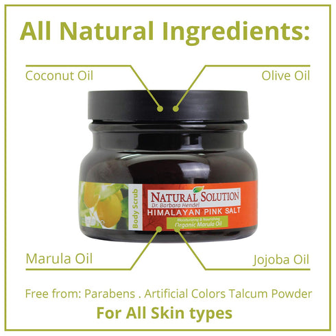 Natural Solution Body Scrub with Marula Oil, Exfoliating Sugar Scrub for Smooth, Soft Skin – 12.3 oz