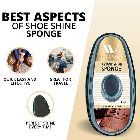 WBM Shoe Instant Shine Sponge – Neutral Color, Quick No-Buff Shoe Polisher, 0.37 oz