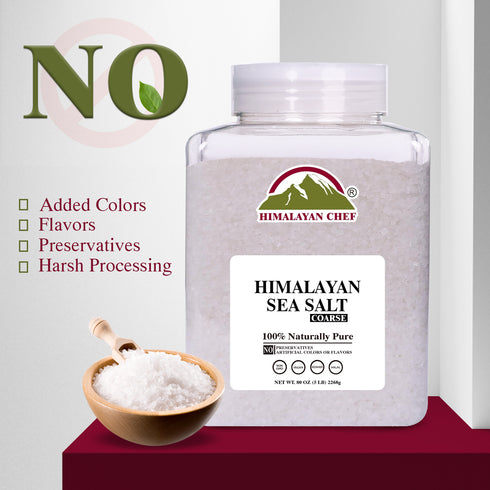 Himalayan Chef Sea Salt, Coarse Grain, 5 Pound Plastic Jar | 2 Pack