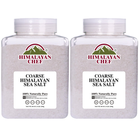 Himalayan Chef Sea Salt, Coarse Grain, 5 Pound Plastic Jar | 2 Pack