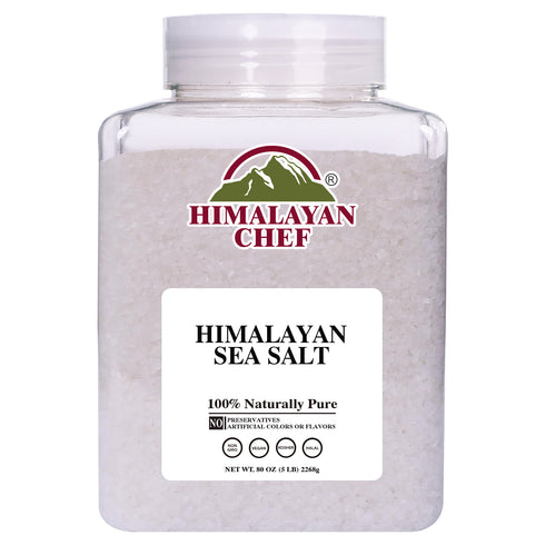 Himalayan Chef Sea Salt, Coarse Grain, 5 Pound Plastic Jar | 2 Pack