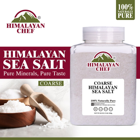 Himalayan Chef Sea Salt, Coarse Grain, 5 Pound Plastic Jar | 2 Pack
