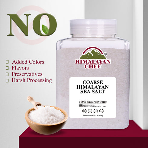 Himalayan Chef Sea Salt, Coarse Grain, 5 Pound Plastic Jar | 2 Pack