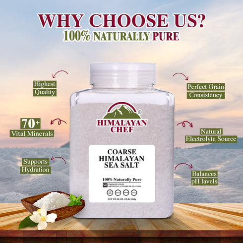 Himalayan Chef Sea Salt, Coarse Grain, 5 Pound Plastic Jar | 2 Pack