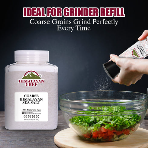 Himalayan Chef Sea Salt, Coarse Grain, 5 Pound Plastic Jar | 2 Pack
