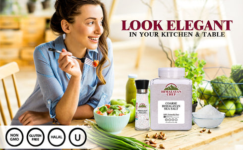 Himalayan Chef Sea Salt, Coarse Grain, 5 Pound Plastic Jar | 2 Pack