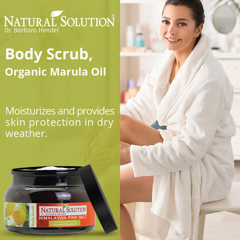 Natural Solution Body Scrub with Marula Oil, Exfoliating Sugar Scrub for Smooth, Soft Skin – 12.3 oz