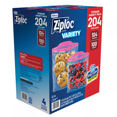 Ziploc Storage Bag Variety Pack, 204 ct.