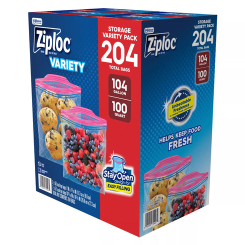 Ziploc Storage Bag Variety Pack, 204 ct.