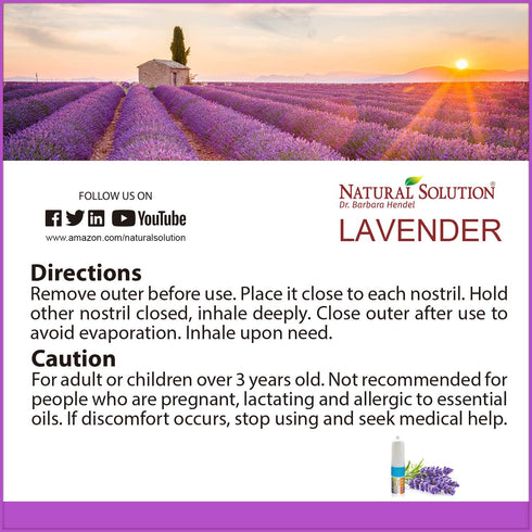 Natural Solution Lavender Nasal Inhaler – 0.68 oz | Aromatherapy Stress Relief & Soothing Breath Aid