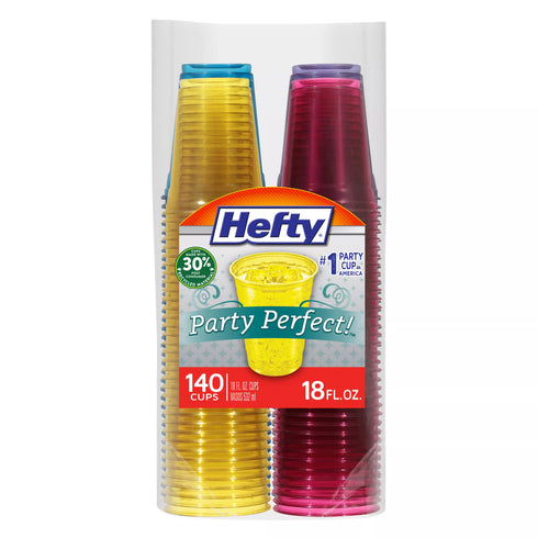 Hefty Party Perfect Tinted Plastic Cups, 18 oz./ 140 ct.