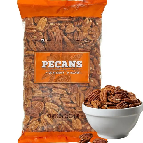 Premium Pecan Halves, 2 lbs - Premium Fancy Baking Nuts for Cooking, Snacking, Salads, Desserts, Resealable Bag