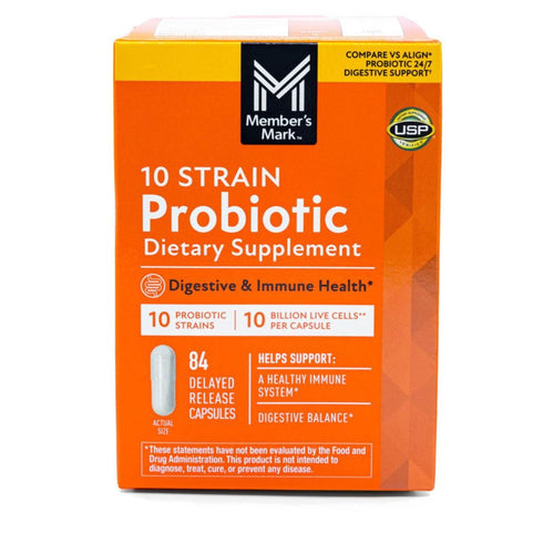 Member's Mark 10-Strain Probiotic Capsules, 84 ct., Supports Digestive & Immune Health