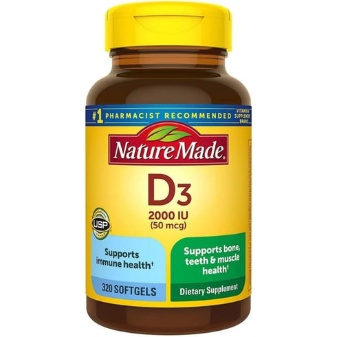 Nature Made Vitamin D3 2000 IU (50mcg) Softgels, 320 ct