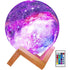 Himalayan Glow Kids Night Galaxy Lamp 5.9-inch 16 Colors LED 3D Star Moon Light with Wood Stand, Remote & Touch Control USB Rechargeable, White