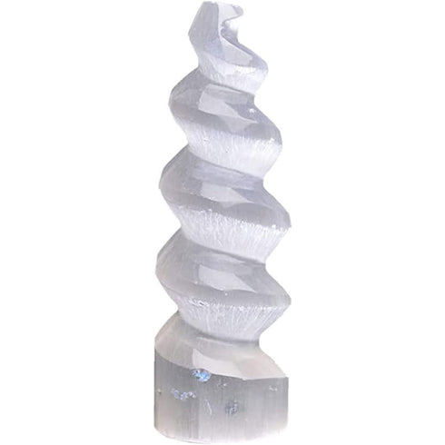 Himalayan Glow Crystal Spiral Selenite – Natural Hand-Carved Selenite Healing Stone & Decorative Crystal