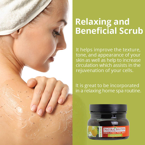 Natural Solution Body Scrub with Marula Oil, Exfoliating Sugar Scrub for Smooth, Soft Skin – 12.3 oz