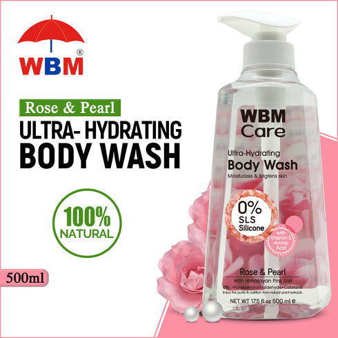 WBM Care Body Wash Rose & Pearl – 17.5 oz | Nourishing, Moisturizing & Refreshing Daily Body Cleanser
