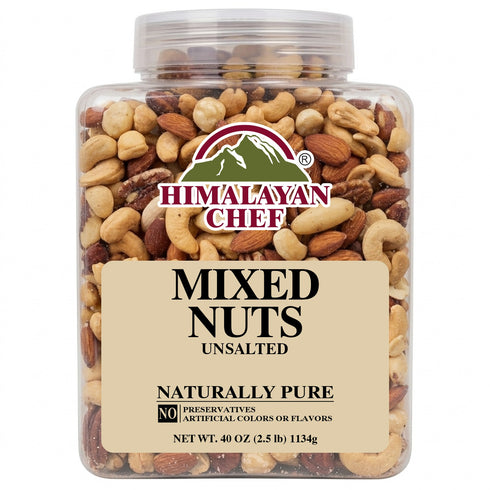 2.5 lbs. - Premium Unsalted Mixed Nuts, Deluxe Snack Blend with Cashews, Almonds, Pistachios, and Pecans